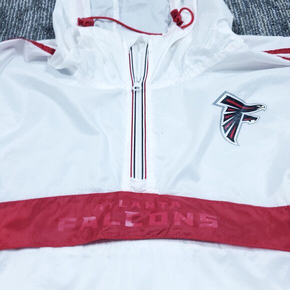 White Atlanta Falcons Rain Jacket Size XL NFL Team Apparel Windbreaker - Picture 4 of 14